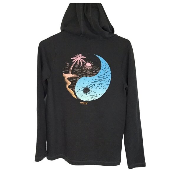 Hurley Hooded Sweatshirt Cotton Pullover Graphic in Charcoal Gray Size XS Beach - Picture 1 of 5